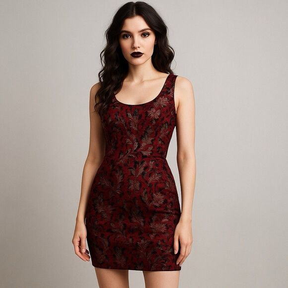 Forever 21 Dress Mini Medium Red Lace Bubble Skirt Grunge Whimsigoth Witchy Prom - Picture 1 of 10